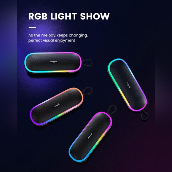 New MEGUO 20W Portable Wireless Speaker, IPX7 Waterproof, 24H Playtime! - Picture 5 of 9